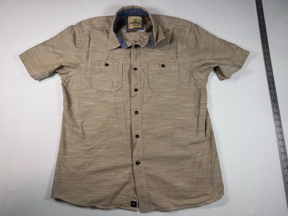 Outdoor Life Men’s L Tan Short Sleeve Button Shirt 100% Cotton Utility Outdoors
